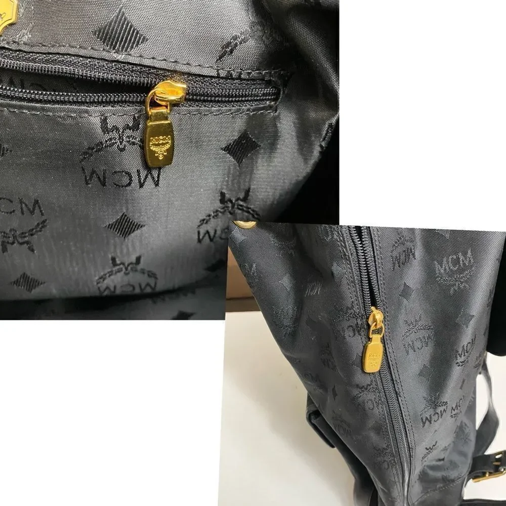 MCM Nylon Leather Backpack Black  Y0130